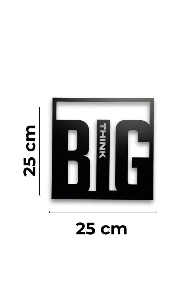 Ahşap Duvar Dekoru Think Big Yazılı 25x25 cm Motive Edici Ofis Ev İçin Modern Tasarım