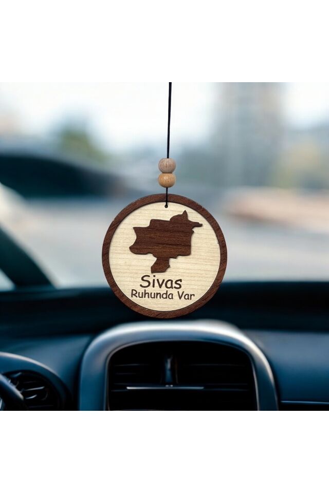 Türkiye Şehir Haritası temalı 81 İl Ahşap Dikiz Aynası Süsü