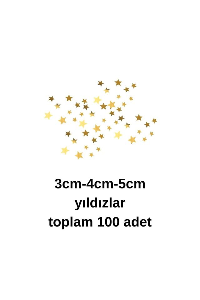 100lü Gold/Silver Ayna Pleksi Yıldız Seti Kendinden Yapışkanlı Süs Çocuk Odası Duvar Dekorasyonu