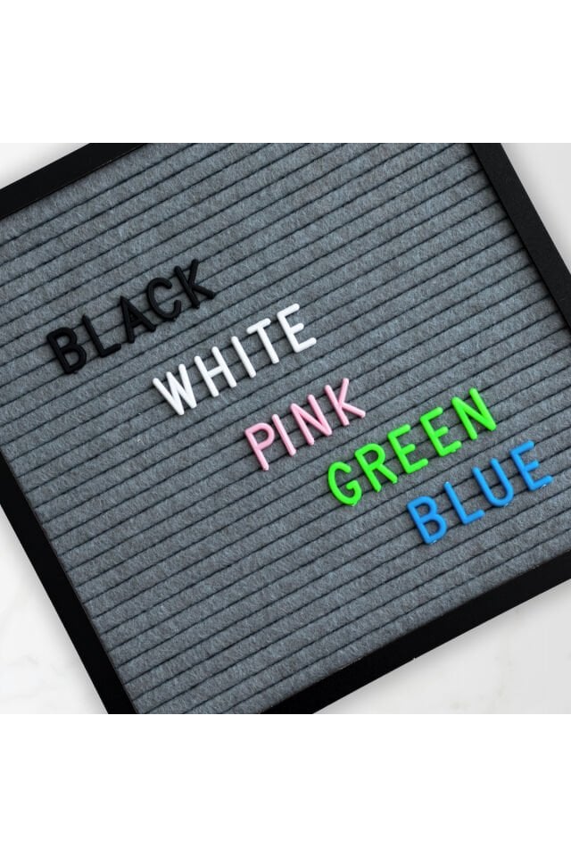 Ahşap Çerçeveli Keçe Yazı Panosu Tüm Alfabe Sayılar ve Emojilerle Kişisel Duvar Dekoru Resim-Pembe