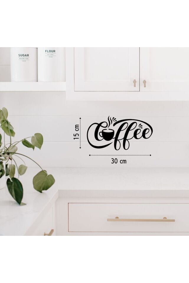 Coffee Ahşap Duvar Yazısı - 15x30 cm Siyah Dekoratif Kahve Köşesi Dekoru