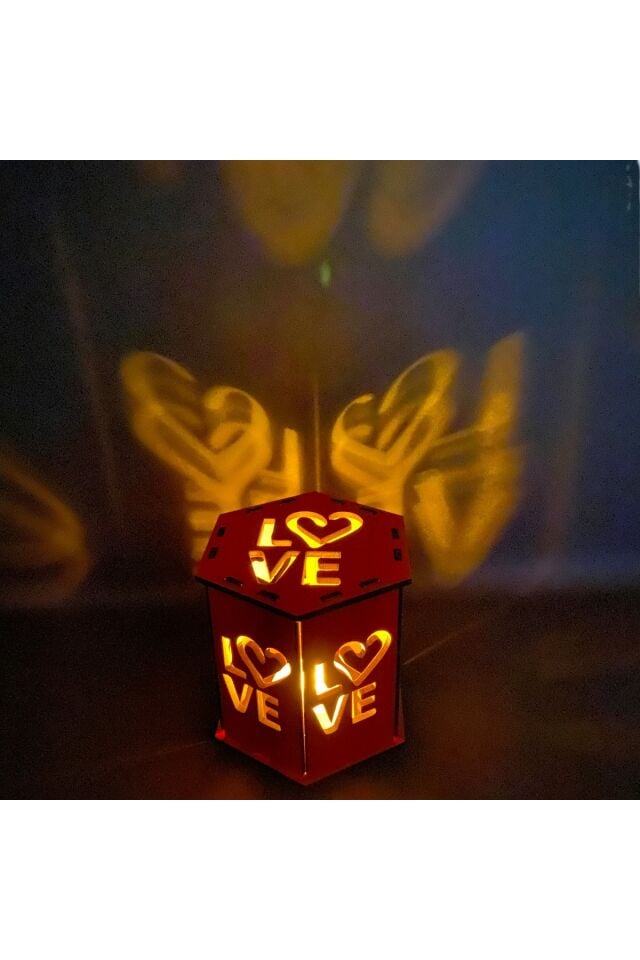 Ahşap Mdf Sevgililer Günü Love Tealight Aydınlatma