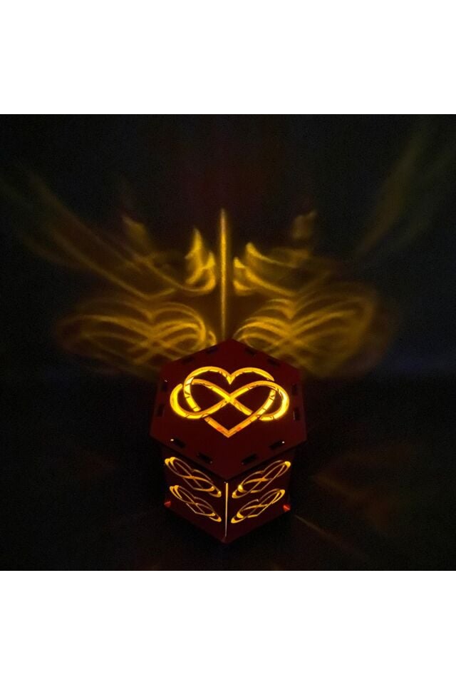 Ahşap Mdf Sevgililer Günü Tealight Kalp Ve Sonsuzluk Aydınlatma