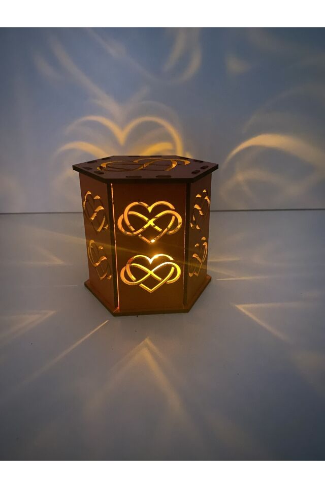 Ahşap Mdf Sevgililer Günü Tealight Kalp Ve Sonsuzluk Aydınlatma
