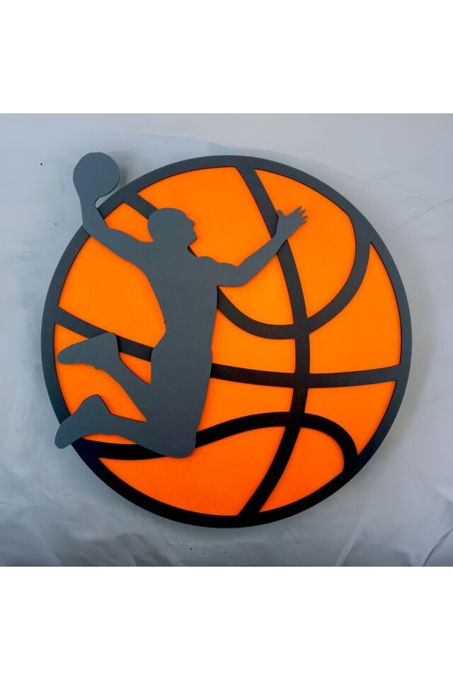 Ahşap Mdf Basketbol Oynayan Oyuncu Desenli Duvar Tablosu