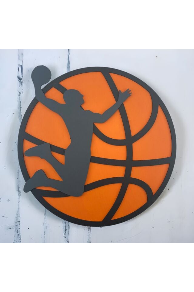 Ahşap Mdf Basketbol Oynayan Oyuncu Desenli Duvar Tablosu